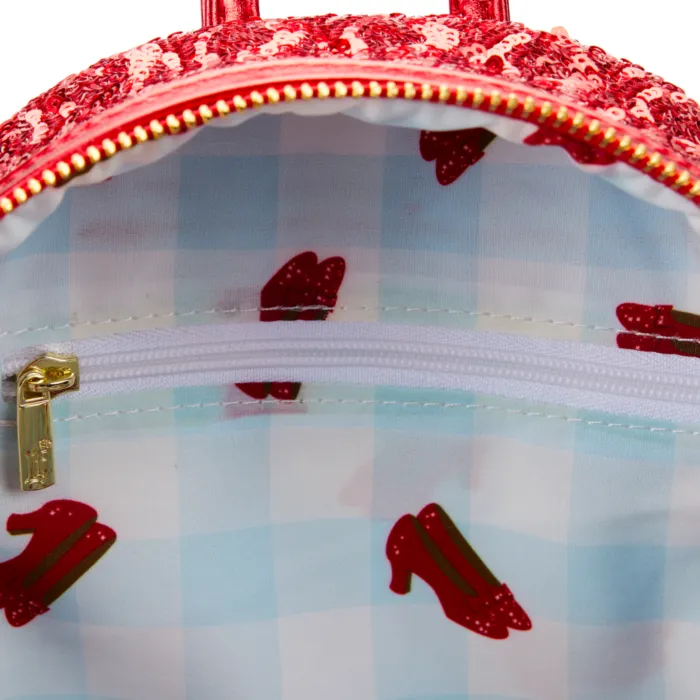 10" The Wizard of Oz - Ruby Sequin Faux Leather Sequin Mini Backpack Bag Loungefly