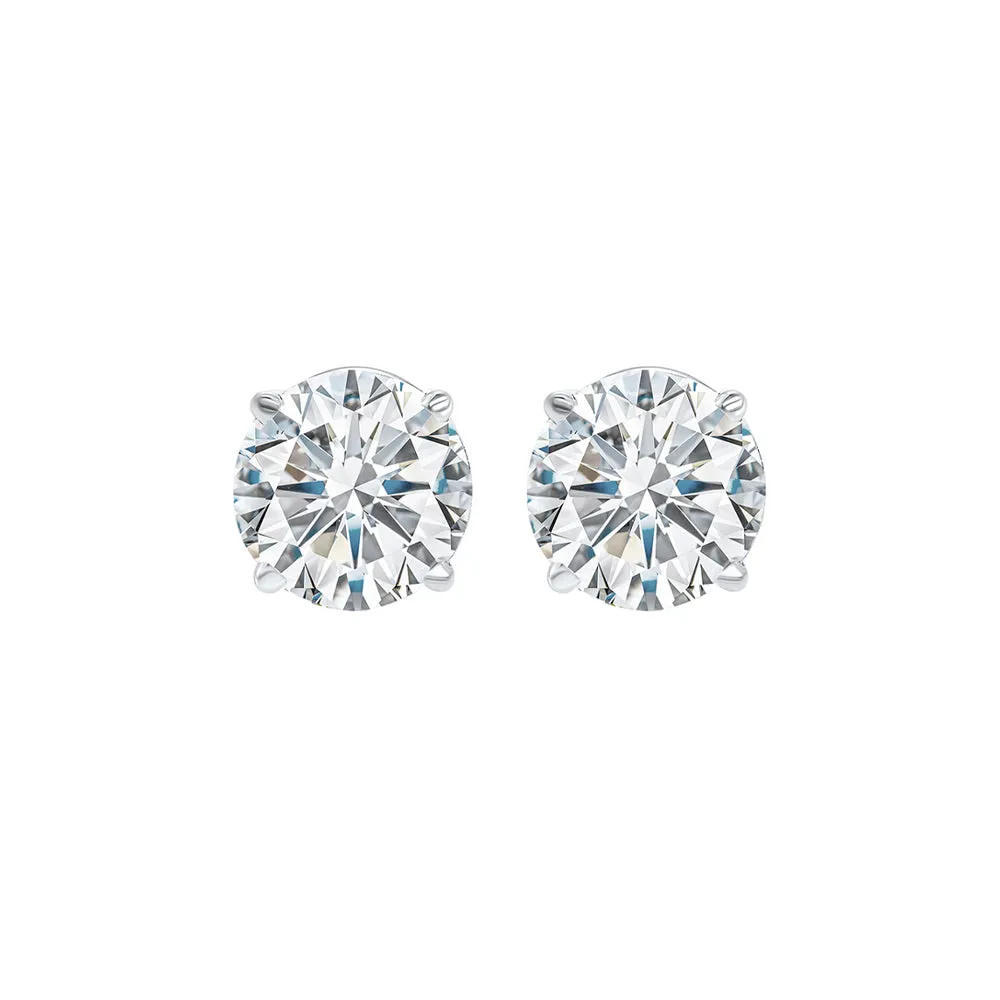 14KT White Gold & Diamond Solitaire Stud Earring -  5/7 ctw