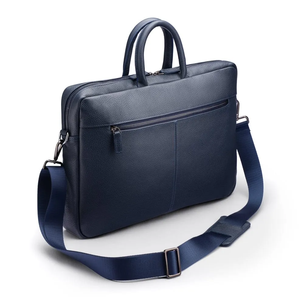 15" Leather Laptop Bag - Navy