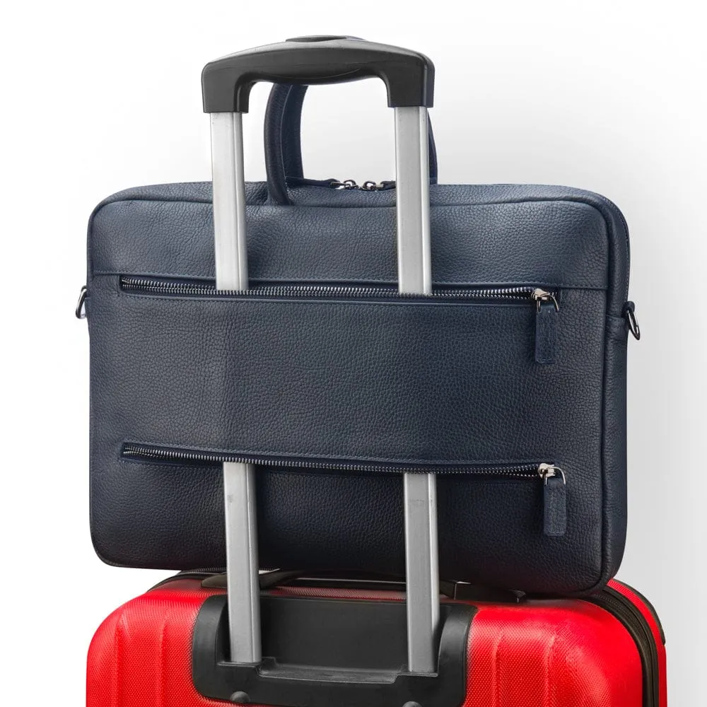 15" Leather Laptop Bag - Navy
