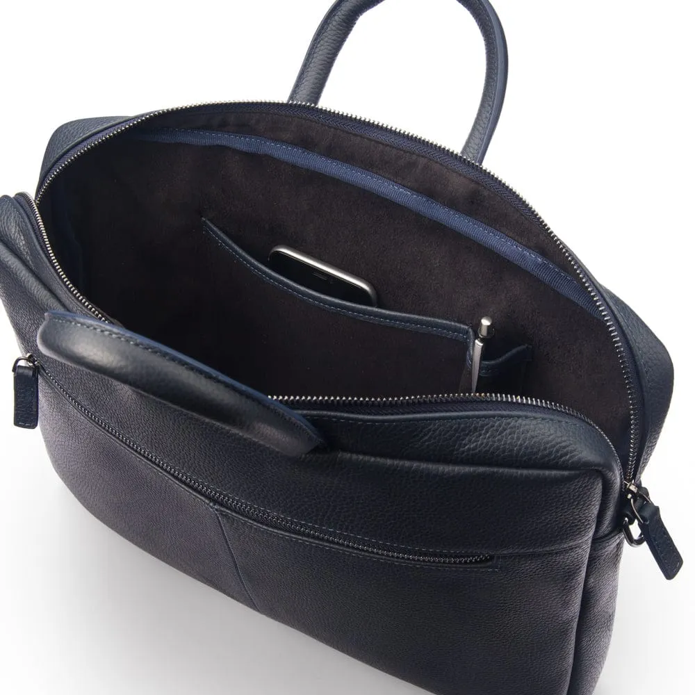 15" Leather Laptop Bag - Navy