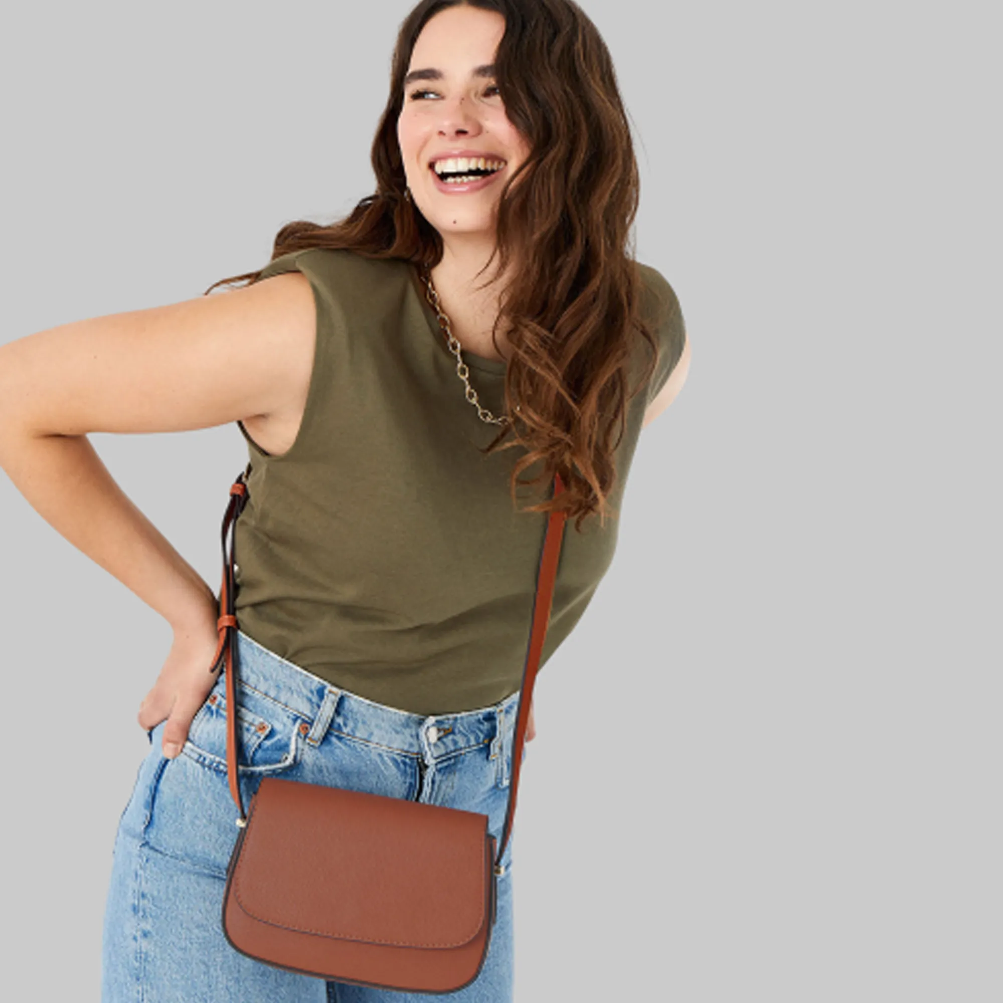 Accessorize London Women's Ruby Saddle Sling Bag-Tan