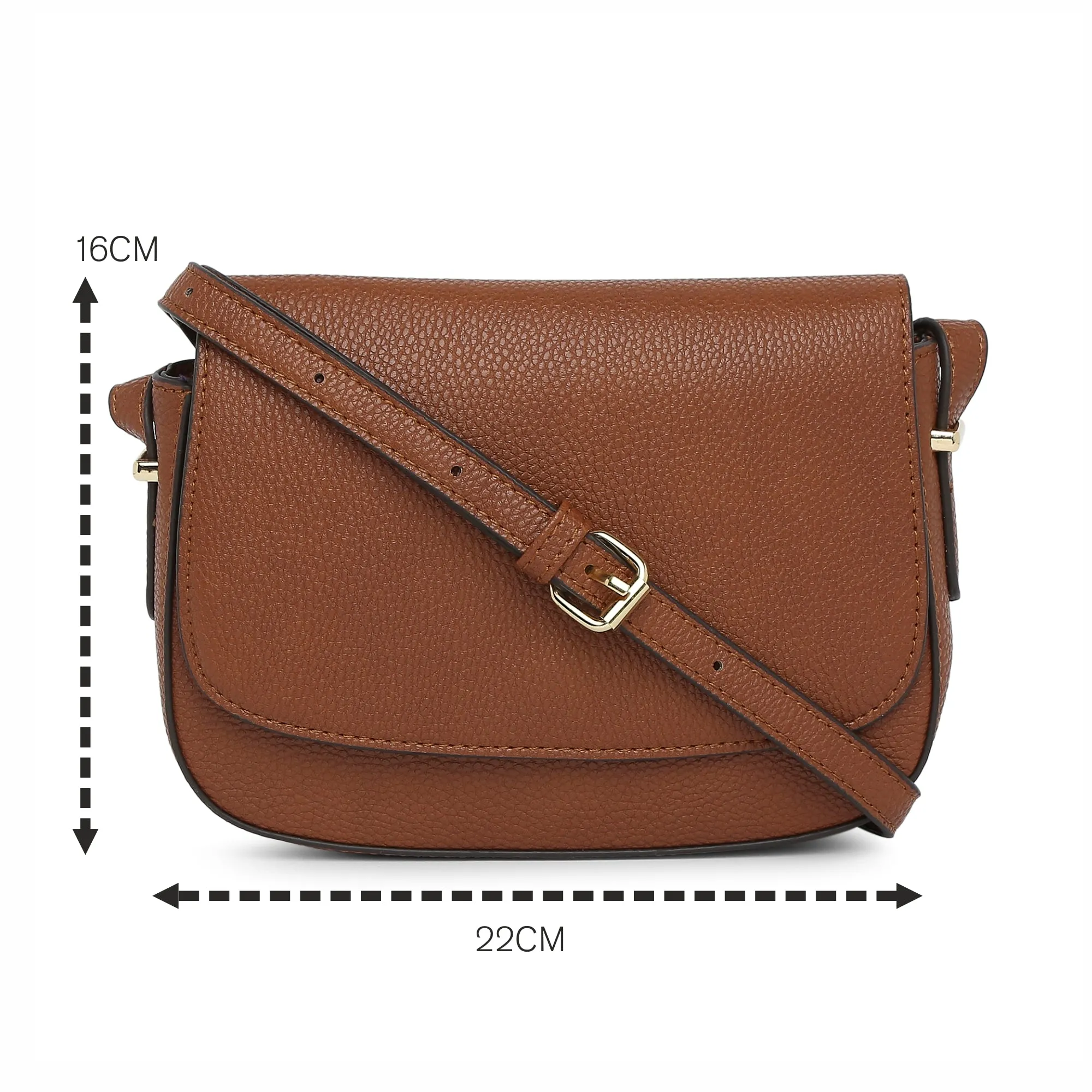 Accessorize London Women's Ruby Saddle Sling Bag-Tan