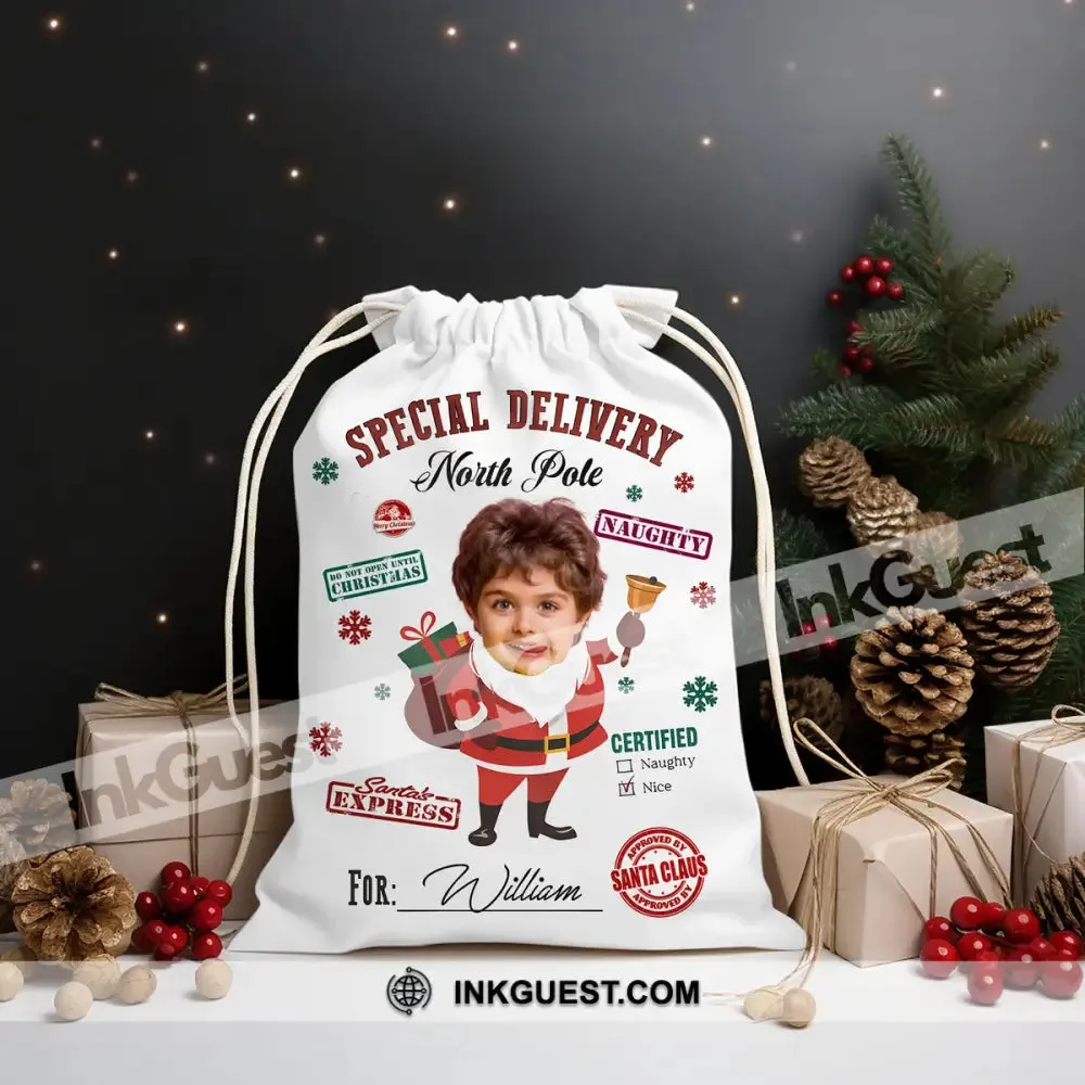Approved By Santa Claus Special Delivery North Pole - Personalized String Bag, Gift For Family, Christmas Gift
