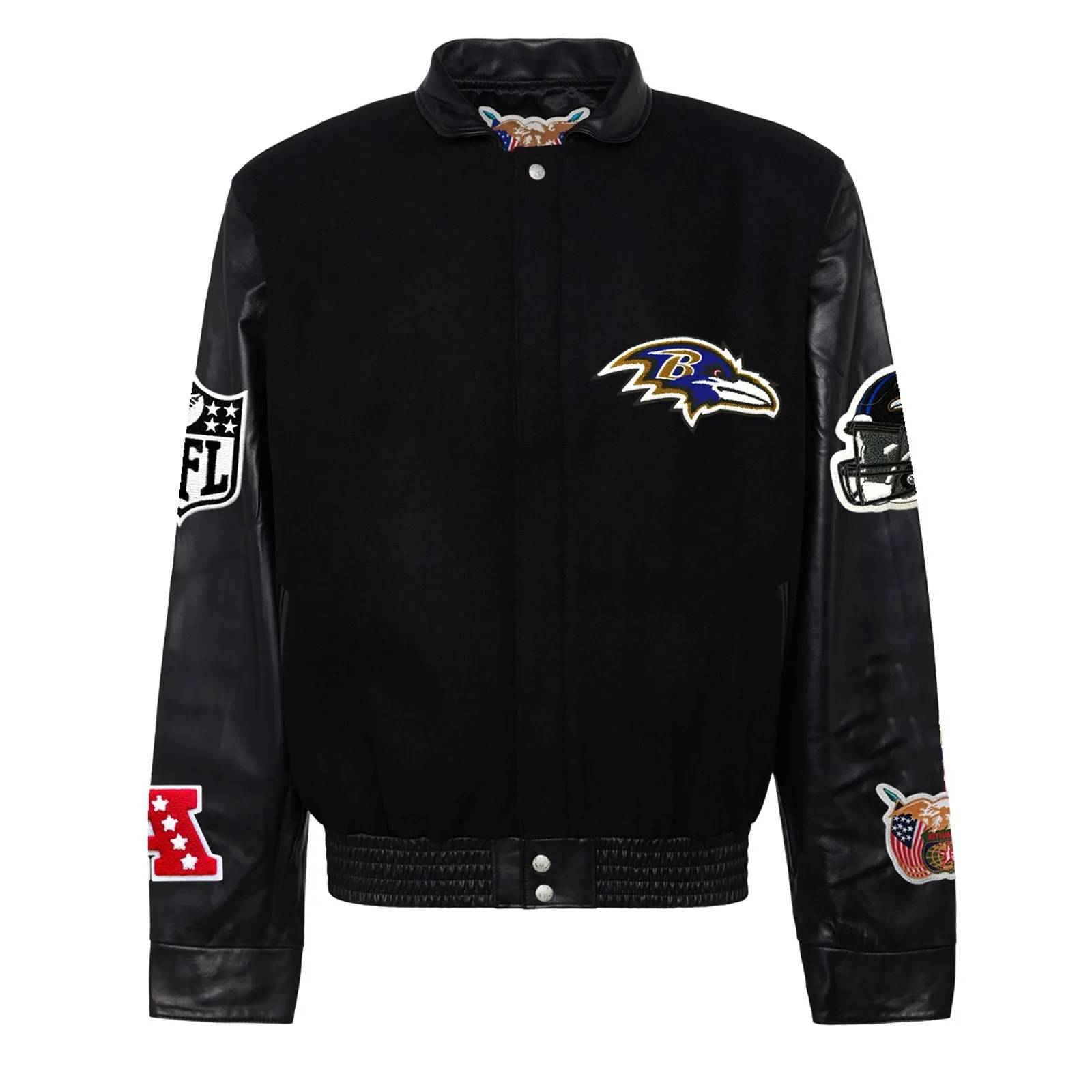 BALTIMORE RAVENS WOOL & LEATHER VARSITY JACKET Black/Black