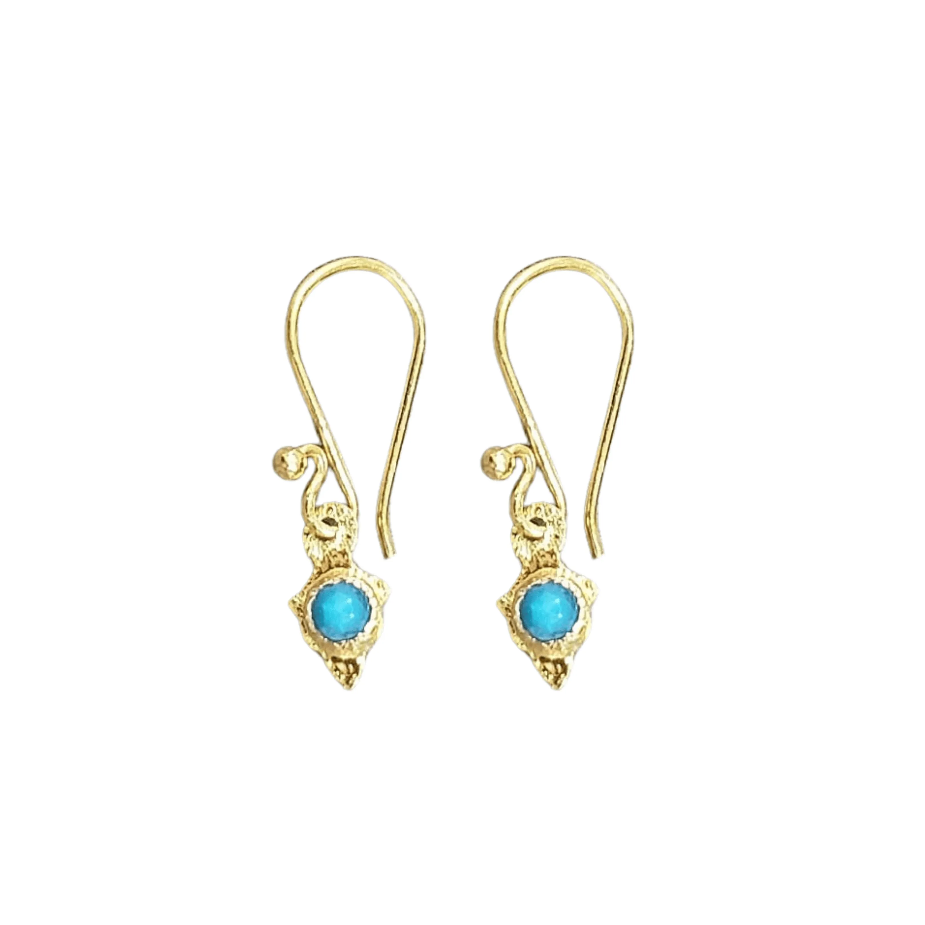Beautiful 18k Gold Natural Turquoise Earrings dangle