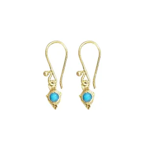 Beautiful 18k Gold Natural Turquoise Earrings dangle