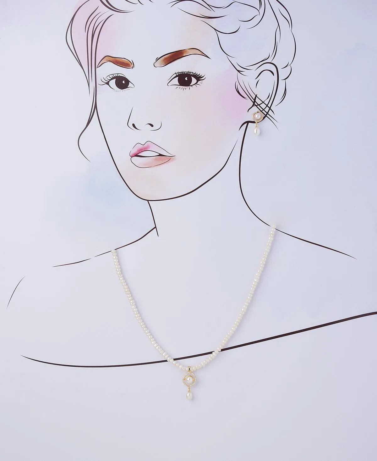 Beautiful Real Pearl Necklace Set
