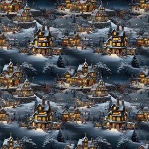 Beautiful Winter Village Fabric