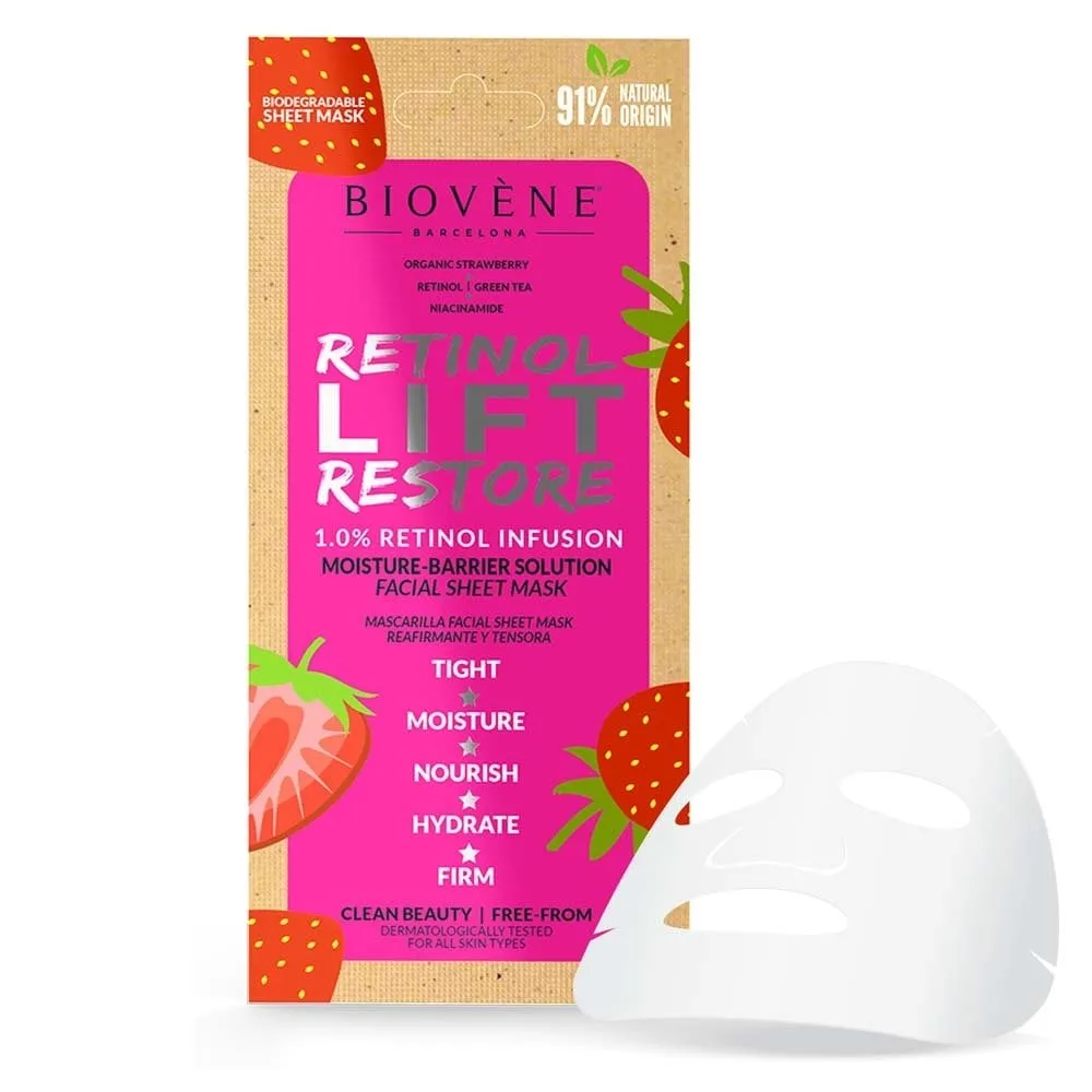 Biovene 1% Retinol Lift Restore Moisture-Barrier Sheet Mask 20ml