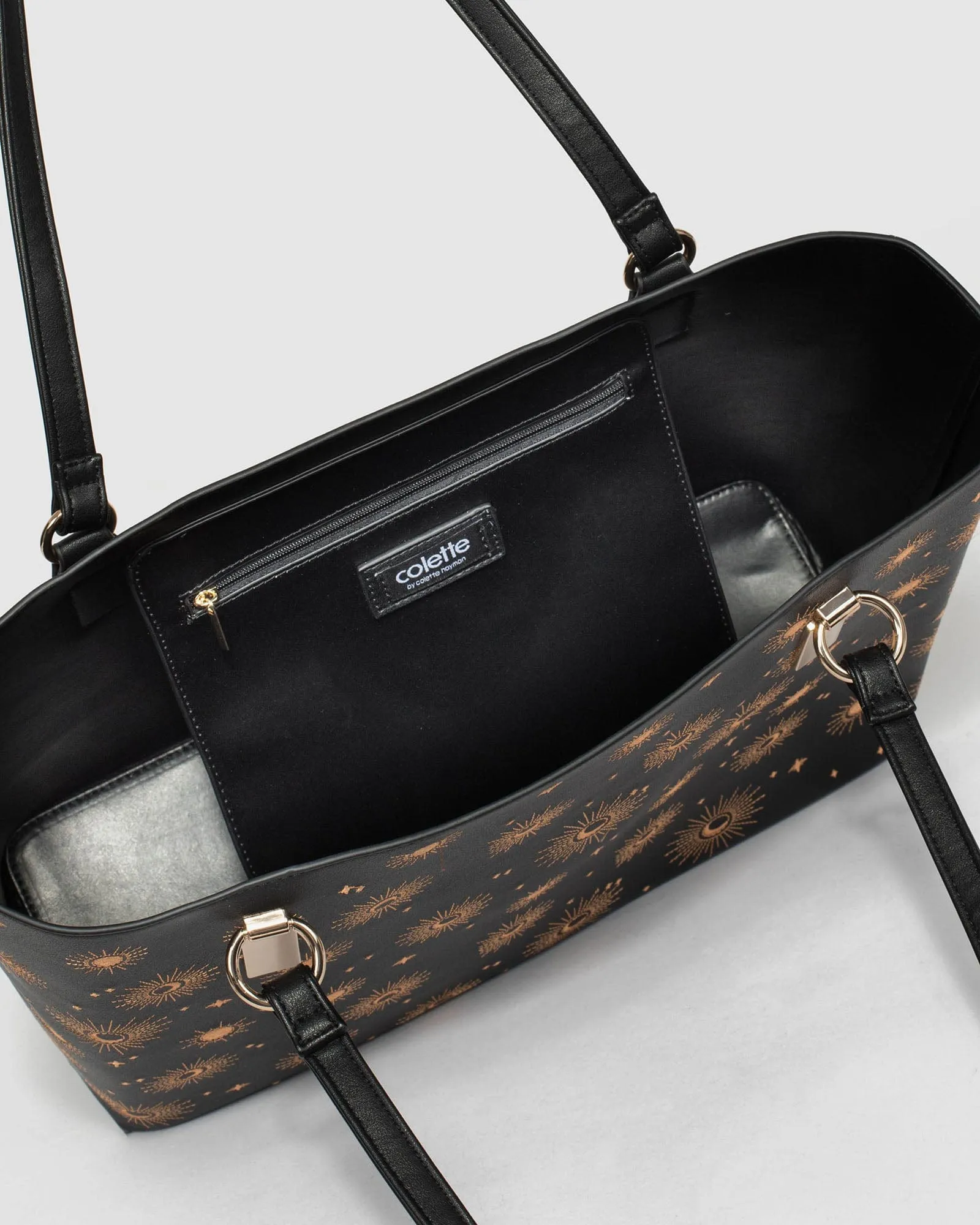 Black Angelina Embroidered Star Tote Bag