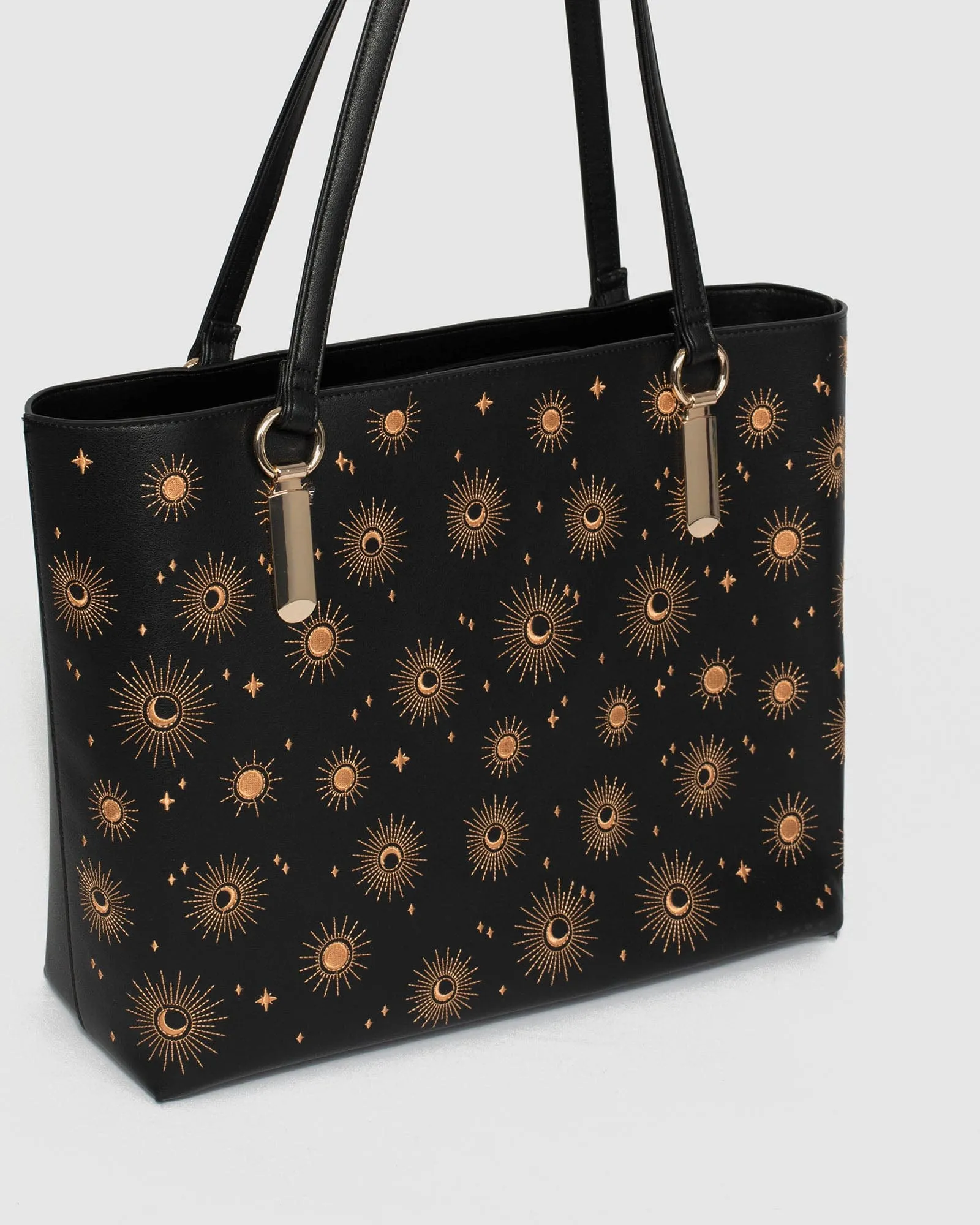 Black Angelina Embroidered Star Tote Bag