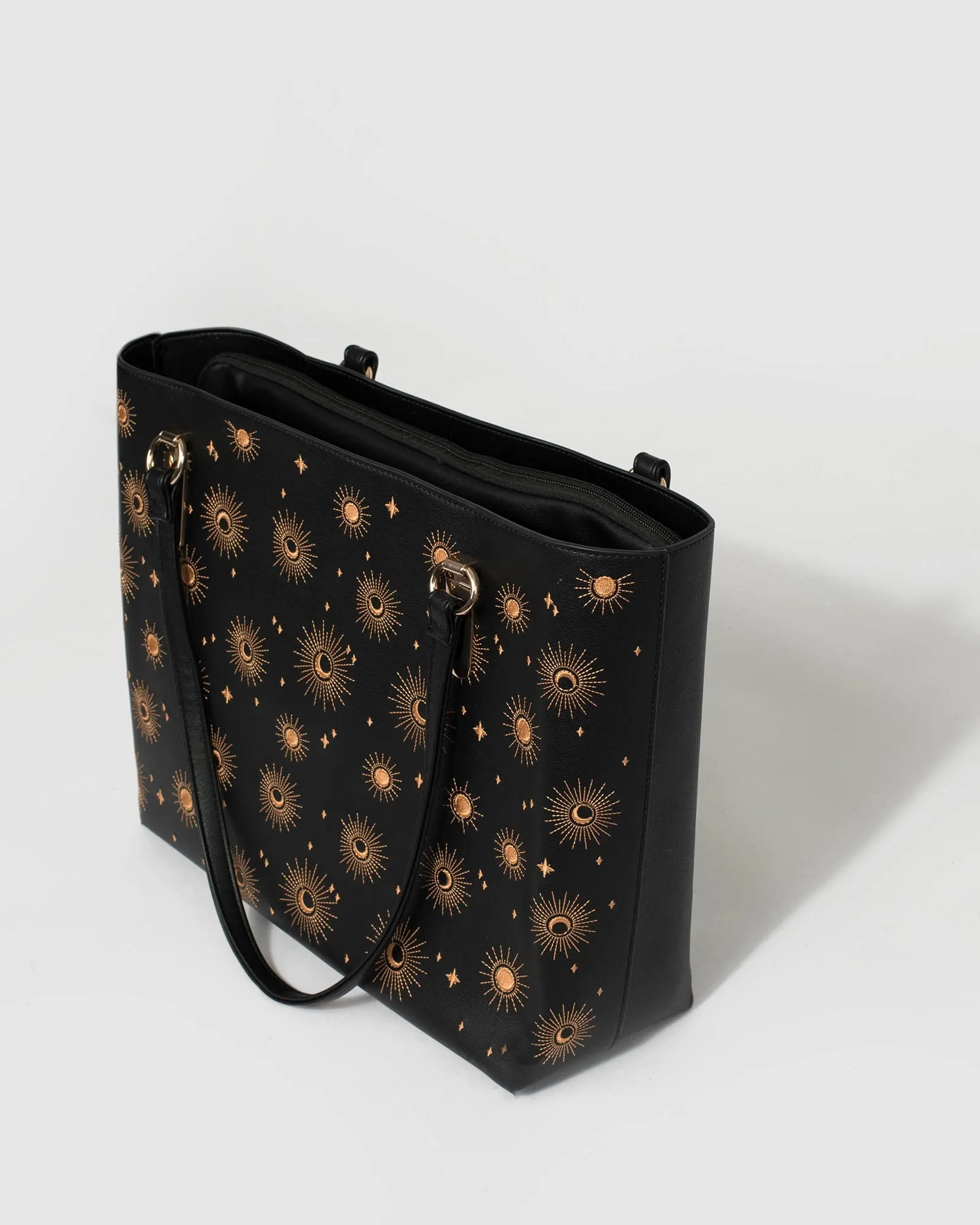 Black Angelina Embroidered Star Tote Bag