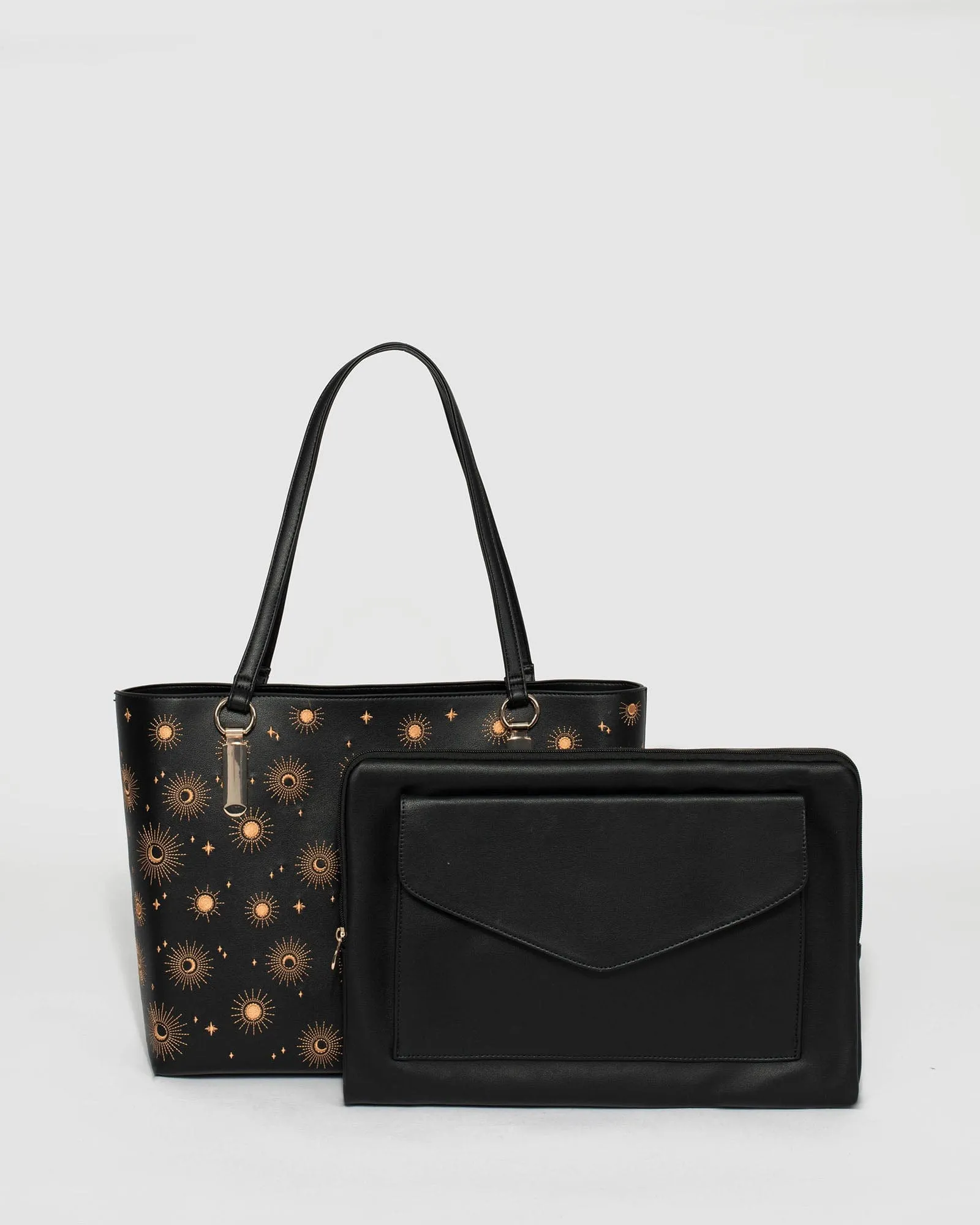 Black Angelina Embroidered Star Tote Bag