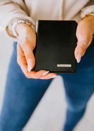 Black Leather Passport Holder