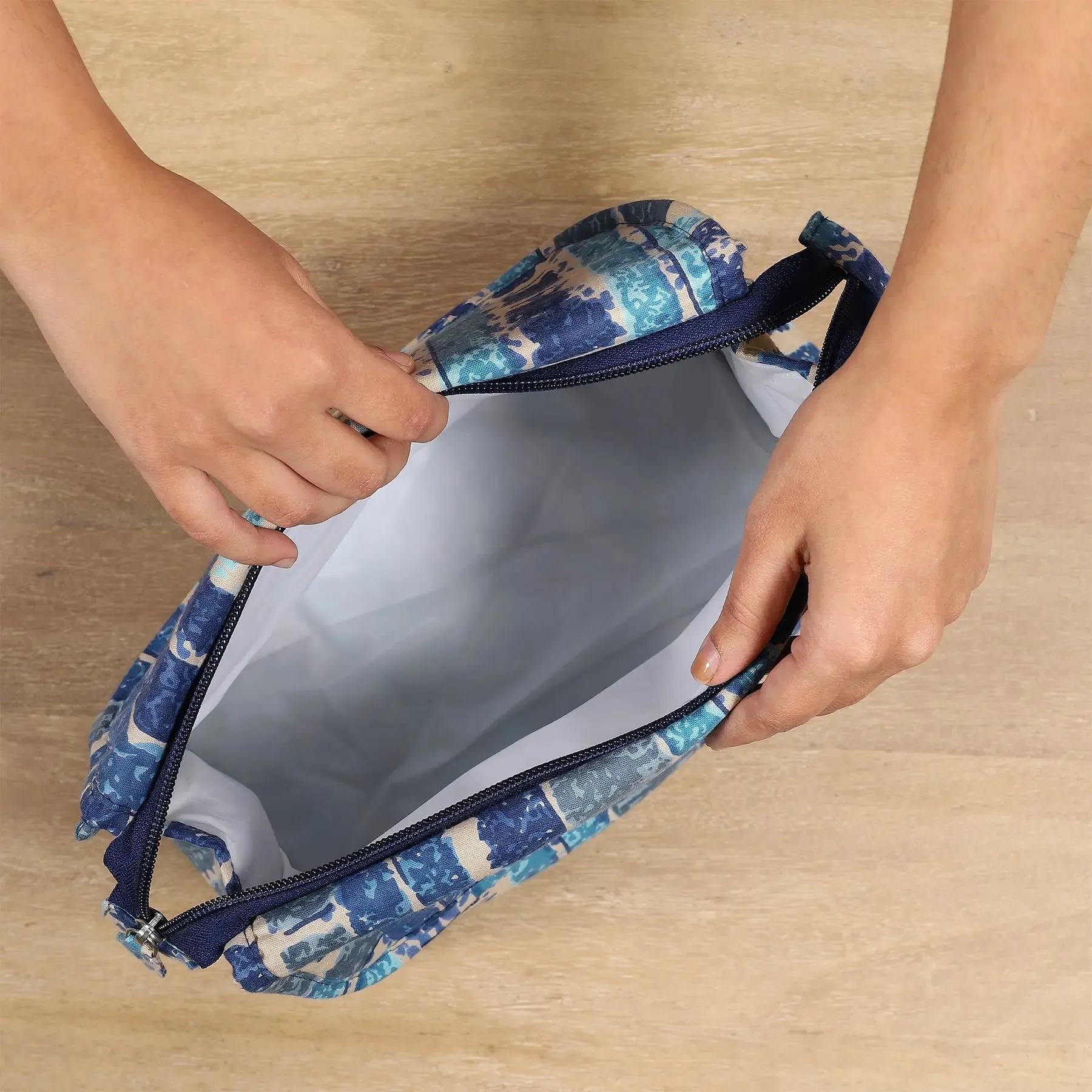 Blue Stripes Cotton Twin Toilet Bag