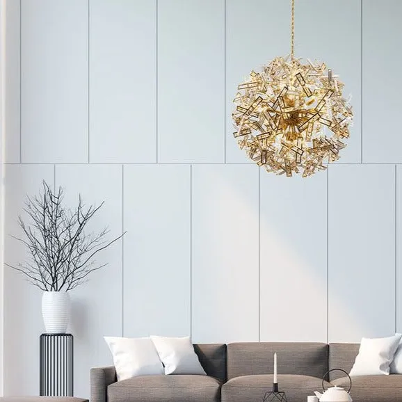 Brazza 100cm Gold and Clear Crystal Pendant Light