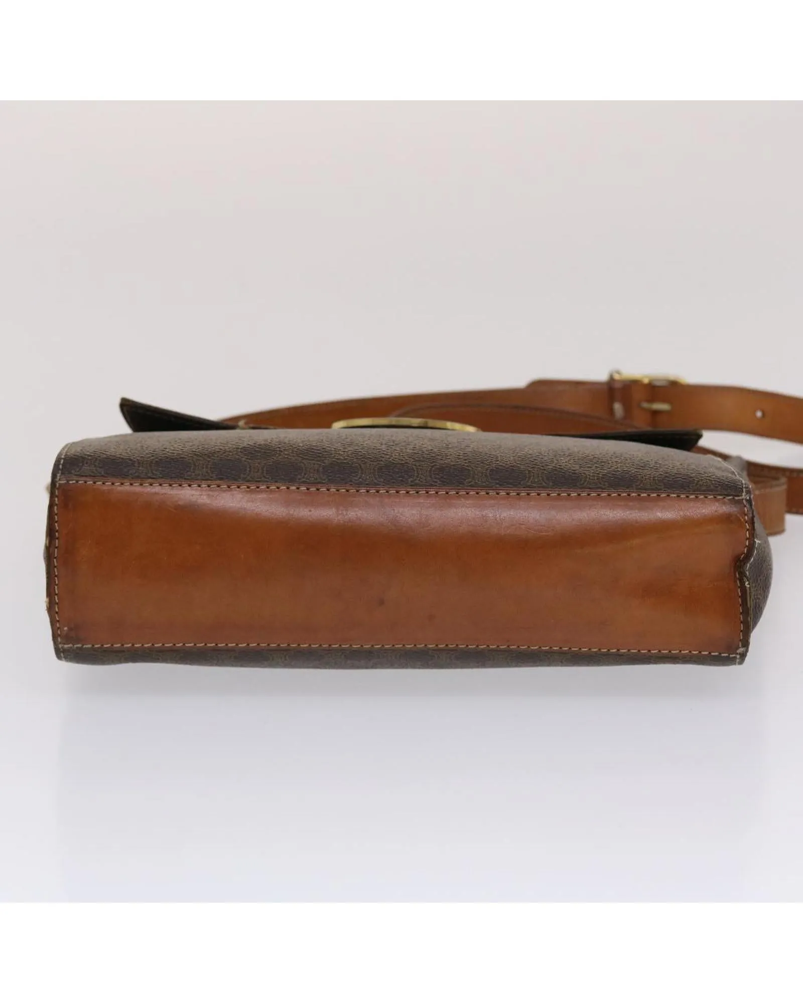 CELINE Vintage Paris Brown Canvas Flap Shoulder Bag