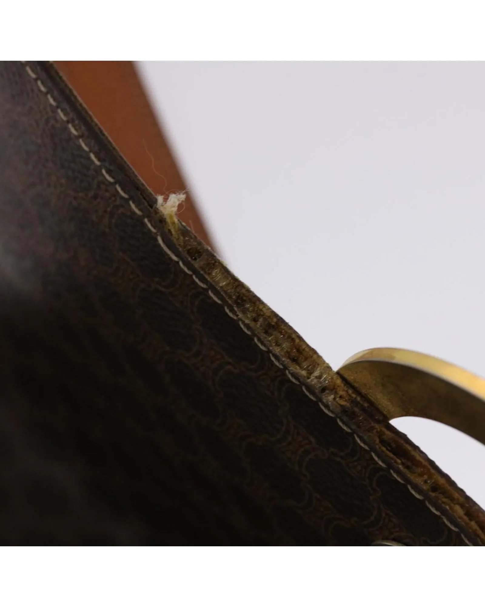CELINE Vintage Paris Brown Canvas Flap Shoulder Bag