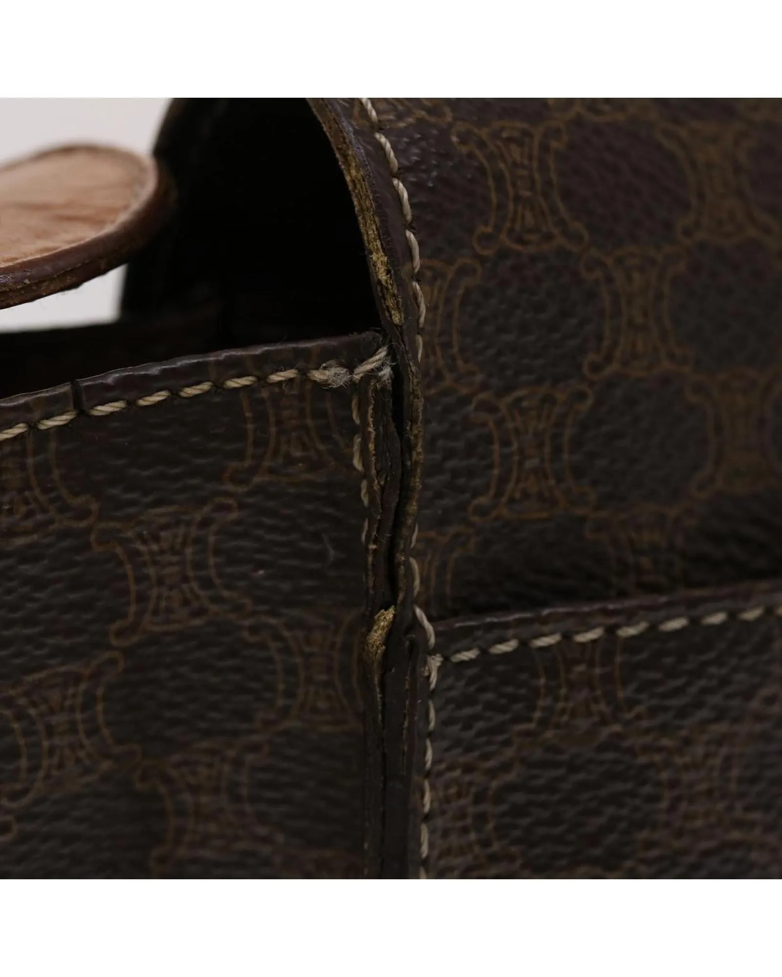 CELINE Vintage Paris Brown Canvas Flap Shoulder Bag