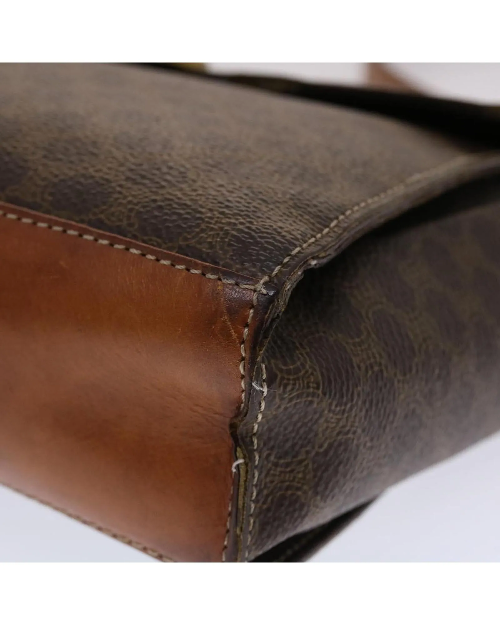 CELINE Vintage Paris Brown Canvas Flap Shoulder Bag