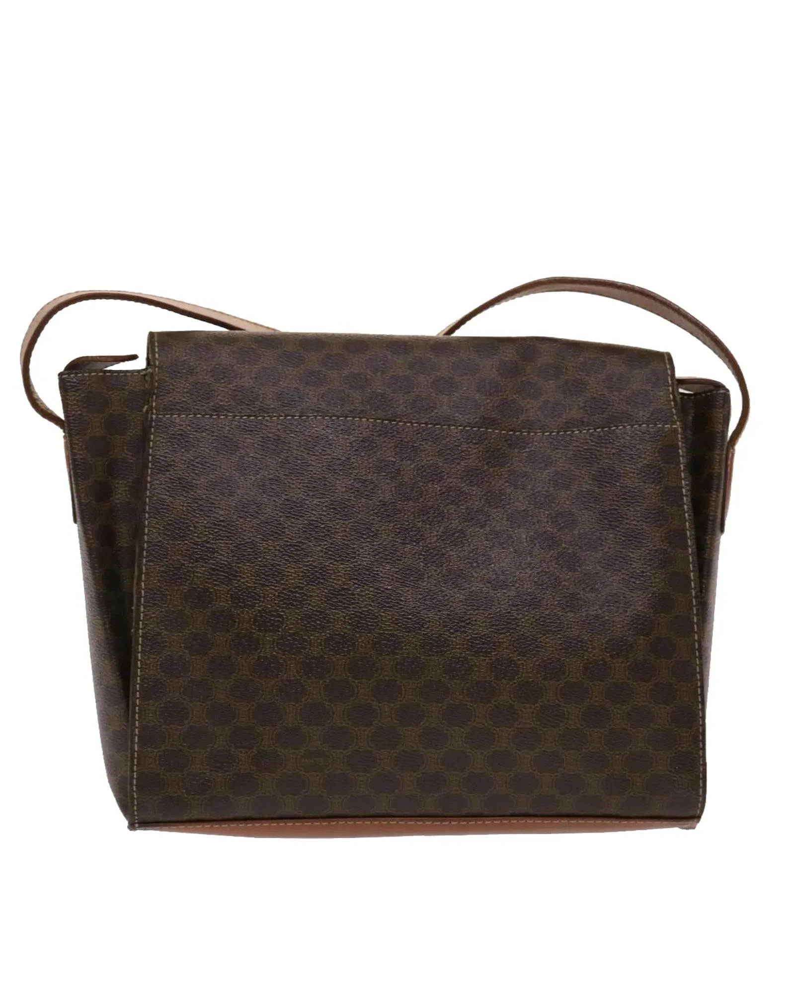 CELINE Vintage Paris Brown Canvas Flap Shoulder Bag