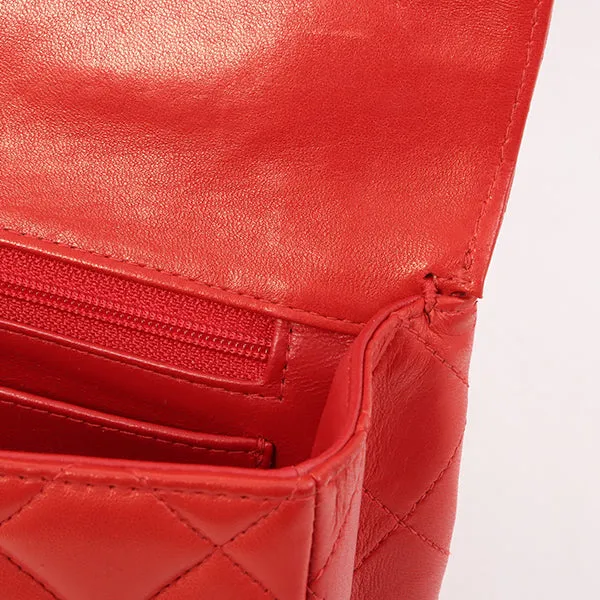 Chanel Around 1997 Made Classic Flap Top Handle Bag Red