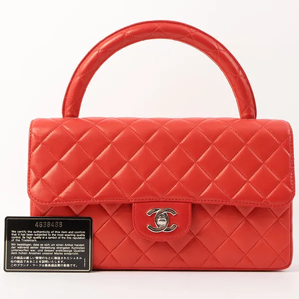 Chanel Around 1997 Made Classic Flap Top Handle Bag Red
