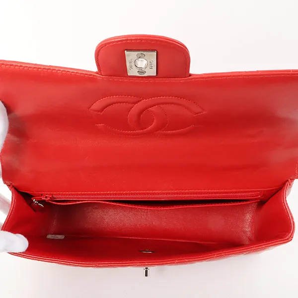Chanel Around 1997 Made Classic Flap Top Handle Bag Red