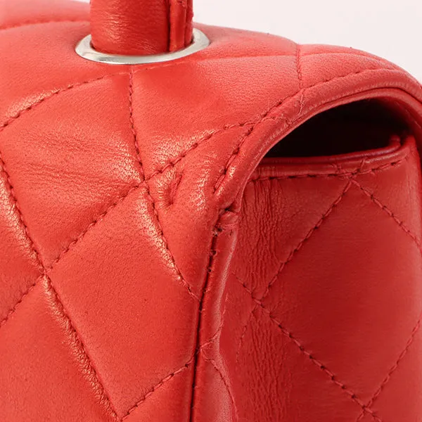 Chanel Around 1997 Made Classic Flap Top Handle Bag Red