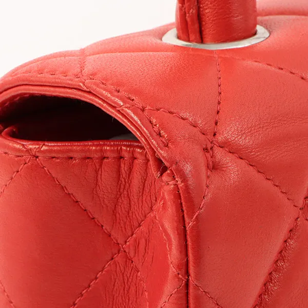 Chanel Around 1997 Made Classic Flap Top Handle Bag Red
