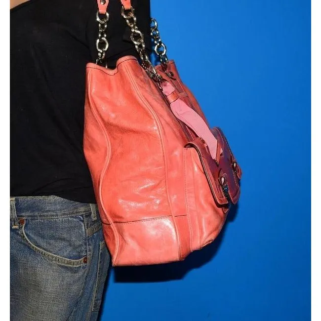 Coach Vintage Pursesdesigner Purses Buttery Pink Leather With Chrome Hardware Satchel