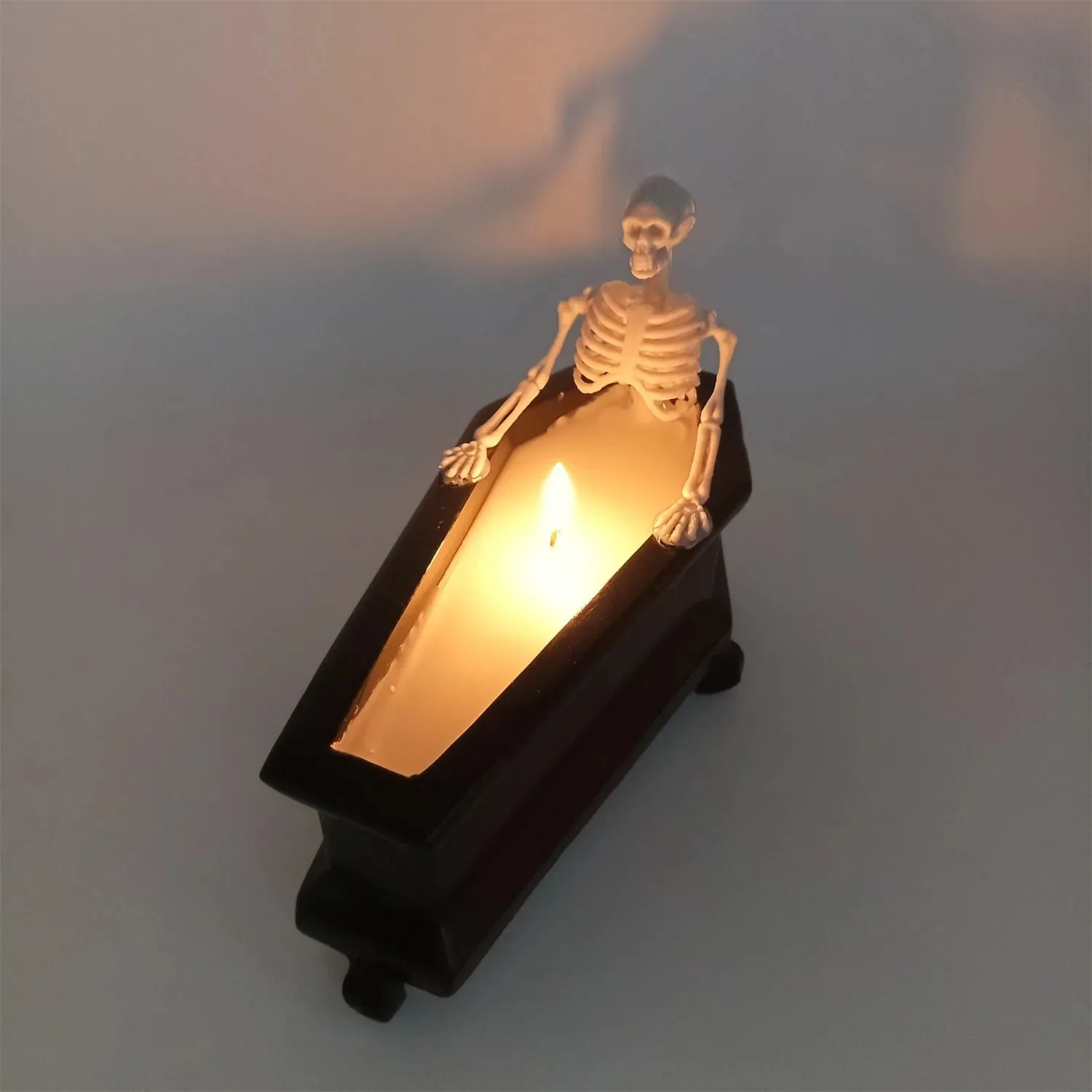 Creative Candles Bubble Bath Skull Skeleton Halloween Decoration Ornaments - Mini Coffin Design for Horror Theme