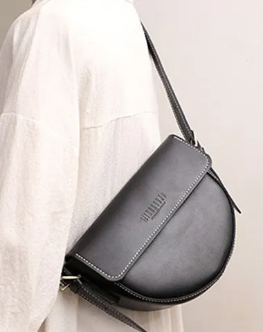 Cute Brown LEATHER Saddle Bag WOMEN SHOULDER BAG Small Saddle Crossbody Purse FOR WOMEN