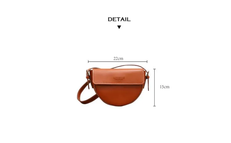 Cute Brown LEATHER Saddle Bag WOMEN SHOULDER BAG Small Saddle Crossbody Purse FOR WOMEN