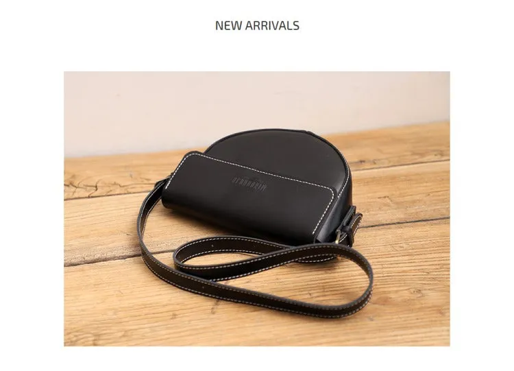 Cute Brown LEATHER Saddle Bag WOMEN SHOULDER BAG Small Saddle Crossbody Purse FOR WOMEN