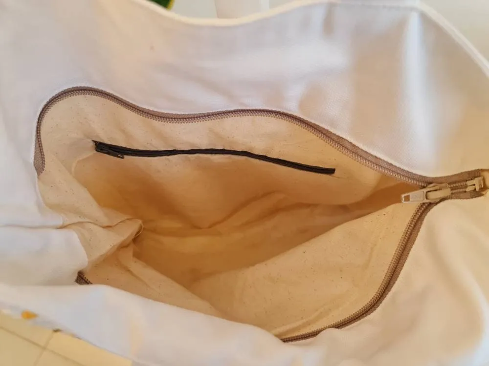 Daisy Embroidered Mint Blue Linen Bag