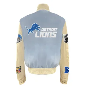DETROIT LIONS WOOL & LEATHER VARSITY JACKET Baby Blue