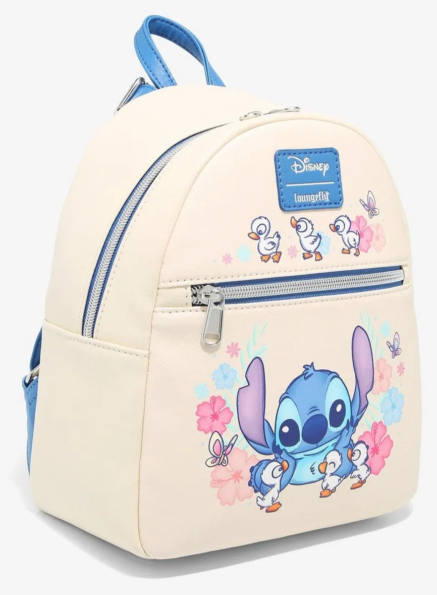 Disney Mini Backpack Stitch with Ducklings Floral Loungefly