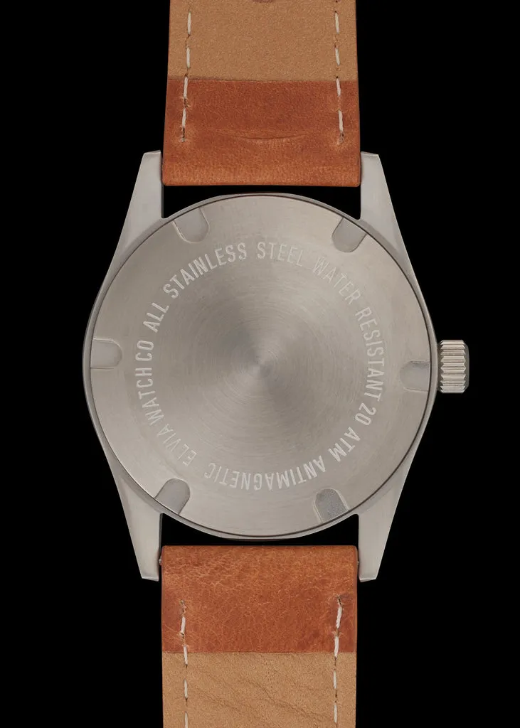 Elvia 1950s Pattern 25 Jewel Automatic Watch with Retro Luminous Paint, Sapphire Crystal and Calf Leather Strap