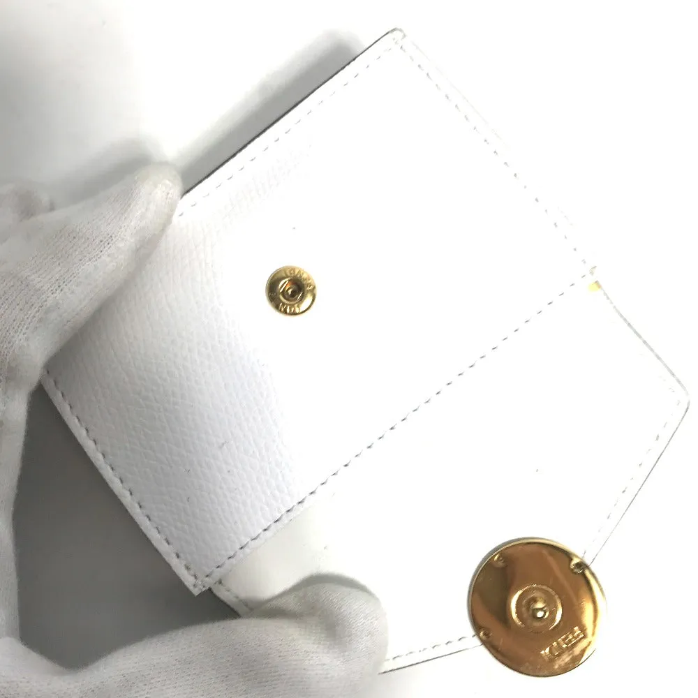 FENDI Trifold wallet 8M0395 leather white logo mini compact wallet Women Used
