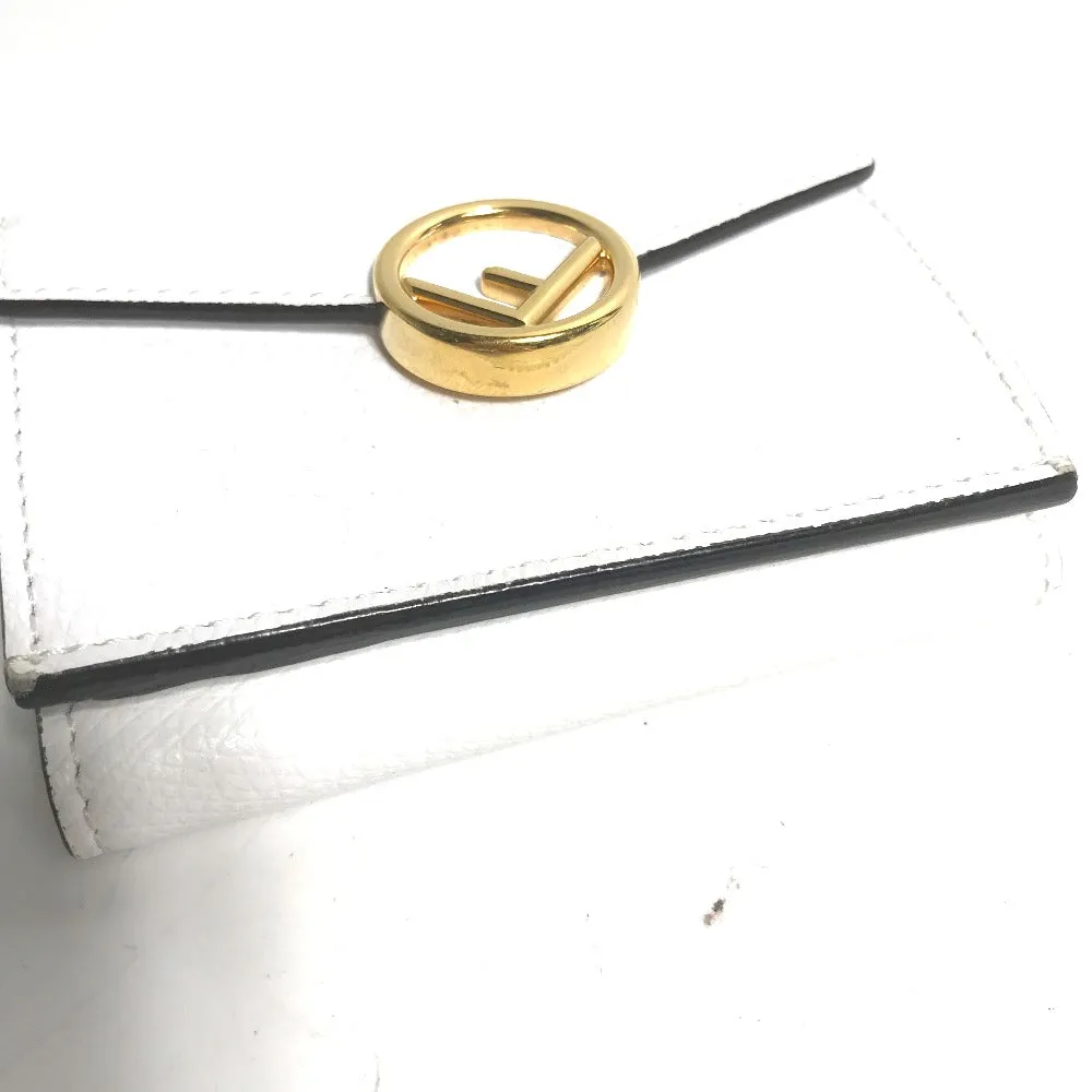 FENDI Trifold wallet 8M0395 leather white logo mini compact wallet Women Used