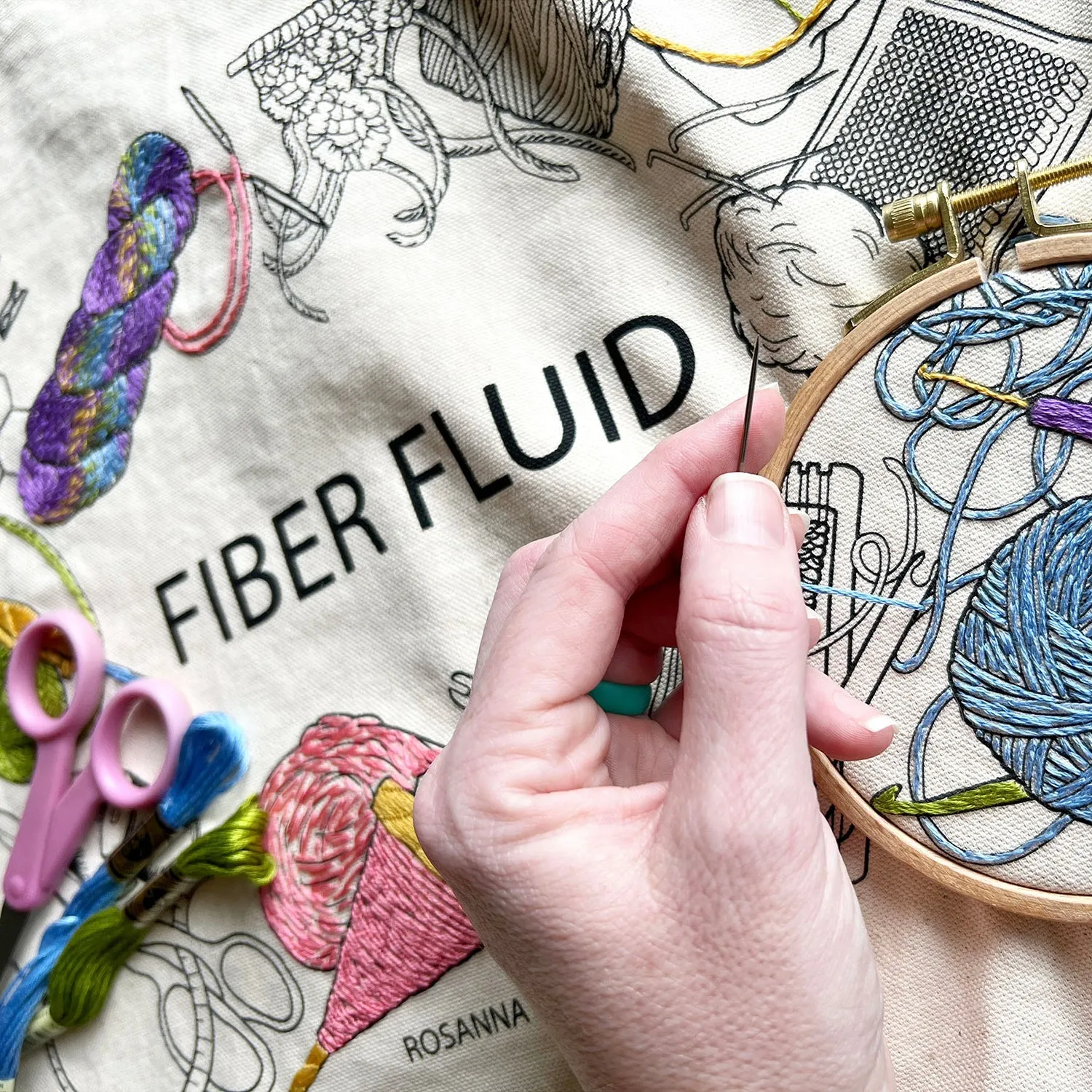 Fiber Fluid Embroidery Tote Kit