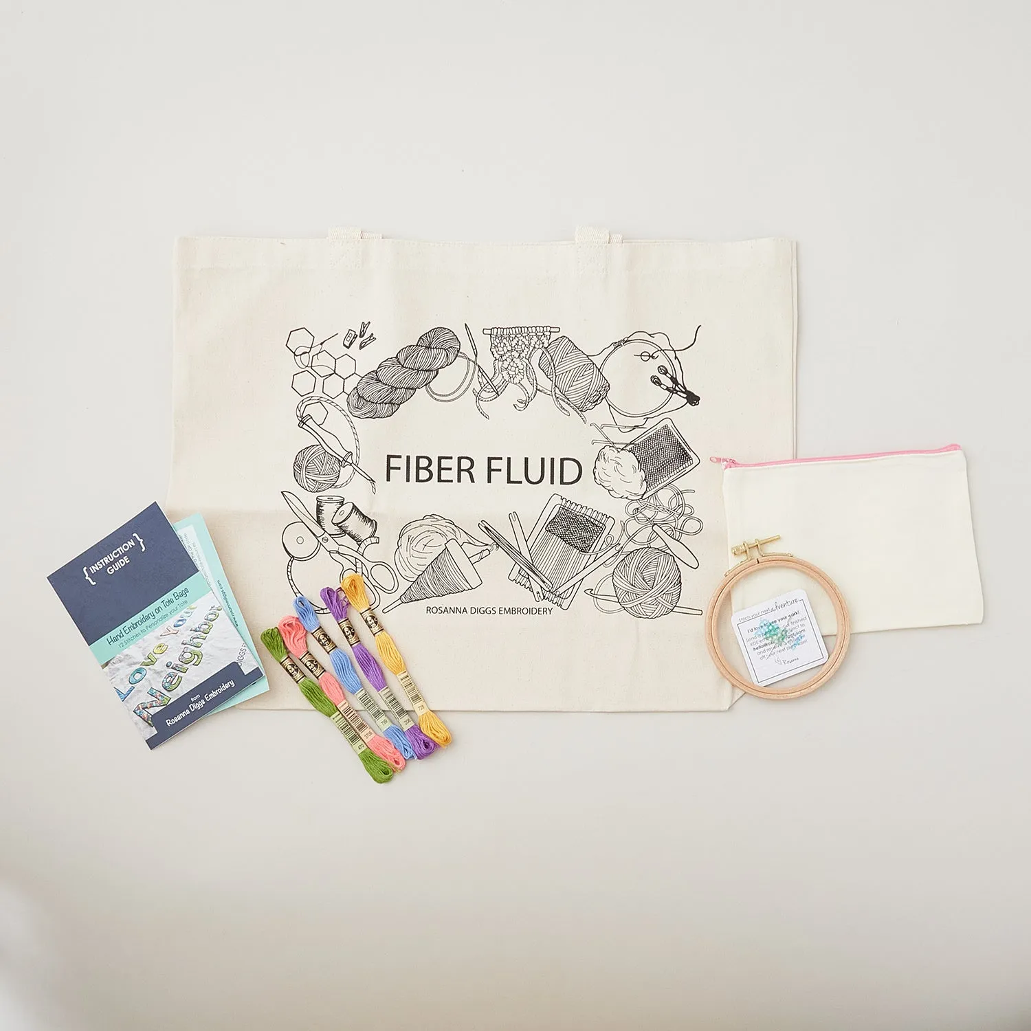 Fiber Fluid Embroidery Tote Kit