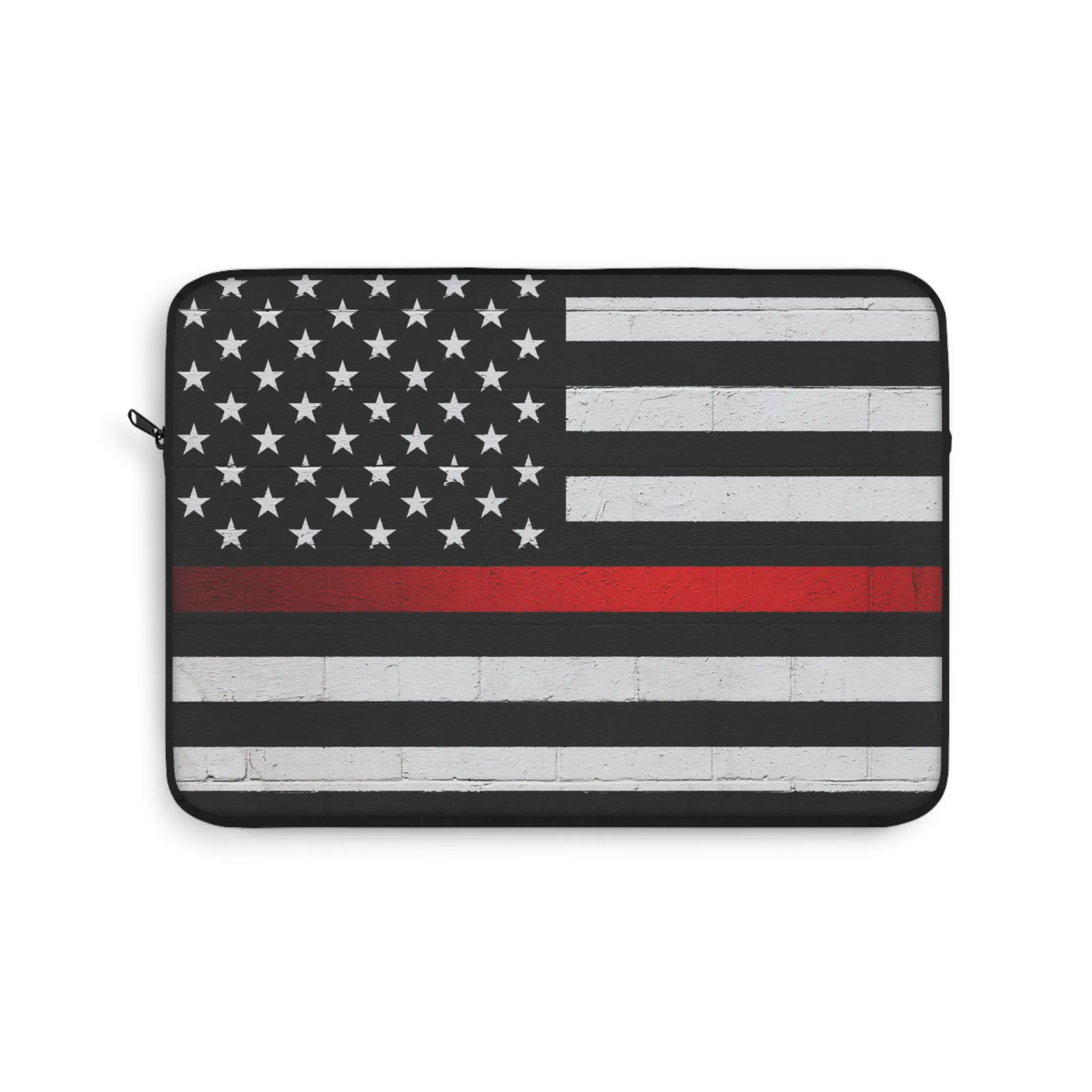 Firefighter Solidarity Support Thin Red Line Black American Flag Laptop or Ipad Protective Sleeve 3 Sizes