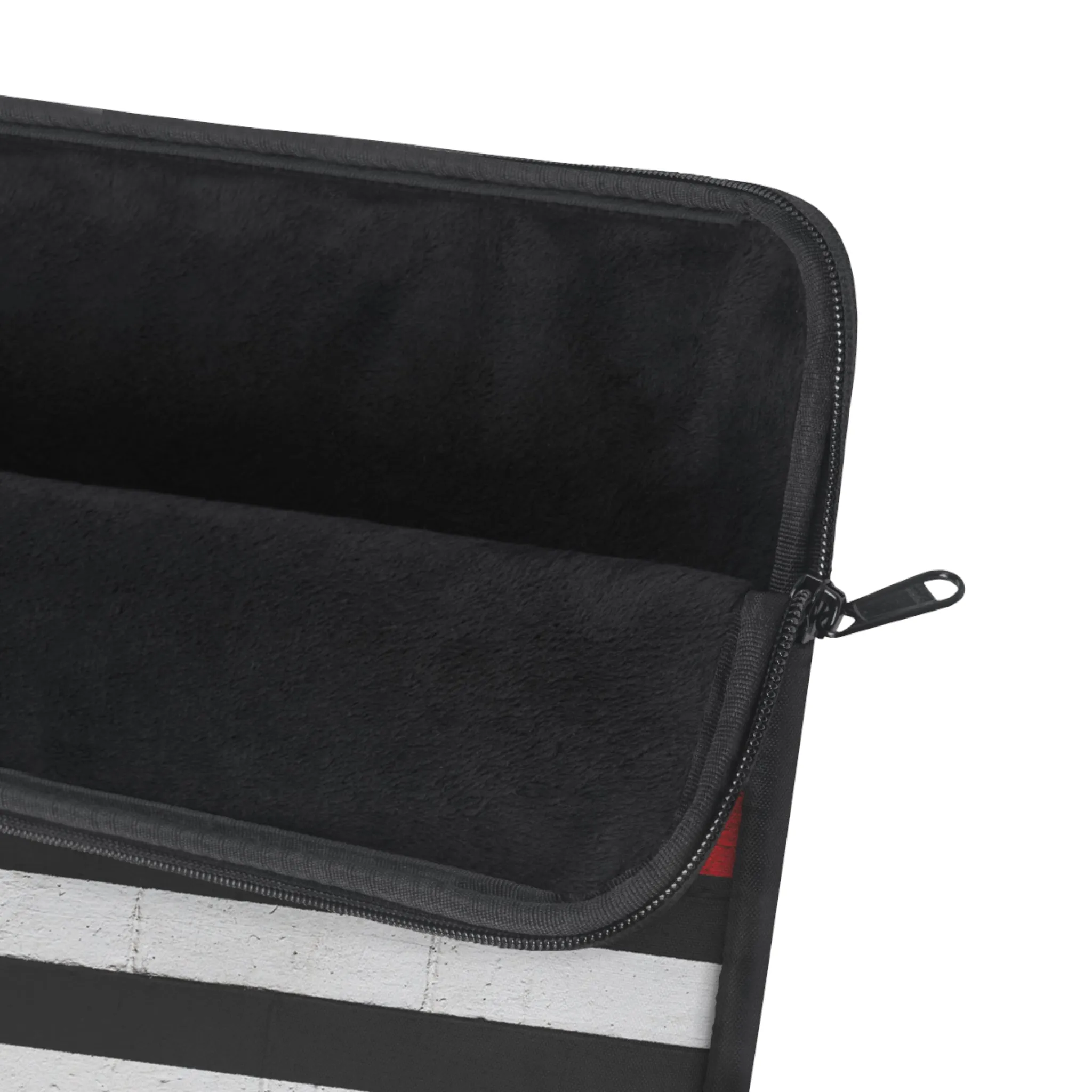 Firefighter Solidarity Support Thin Red Line Black American Flag Laptop or Ipad Protective Sleeve 3 Sizes