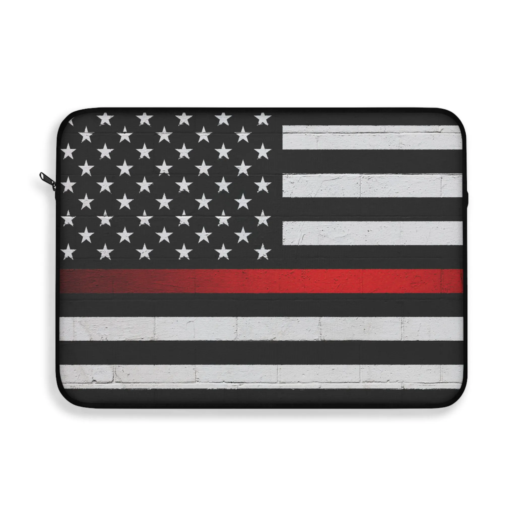Firefighter Solidarity Support Thin Red Line Black American Flag Laptop or Ipad Protective Sleeve 3 Sizes
