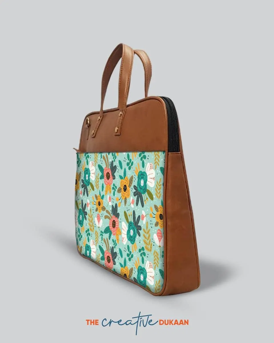 Floral - The Vegan Leather Laptop Bag