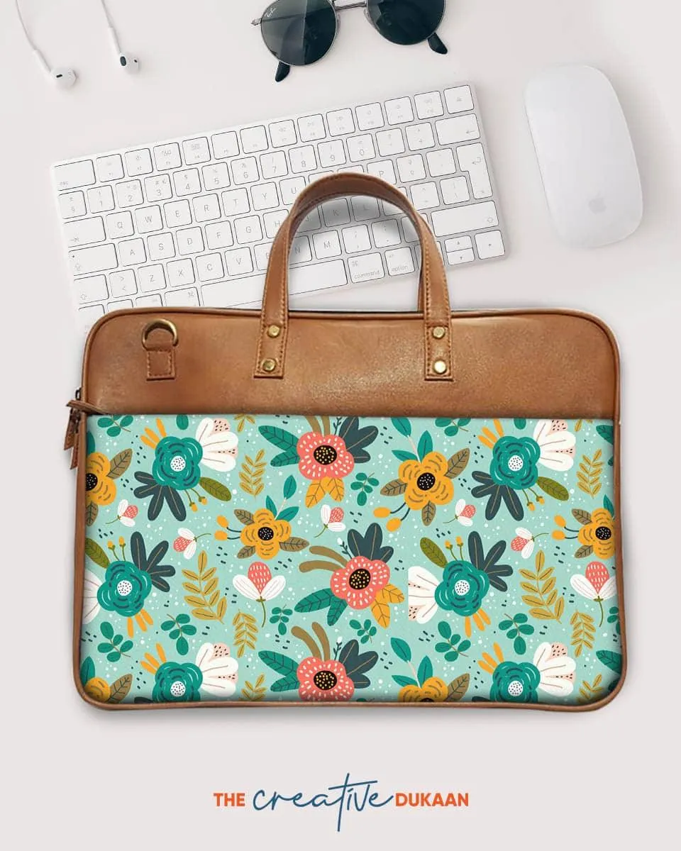 Floral - The Vegan Leather Laptop Bag