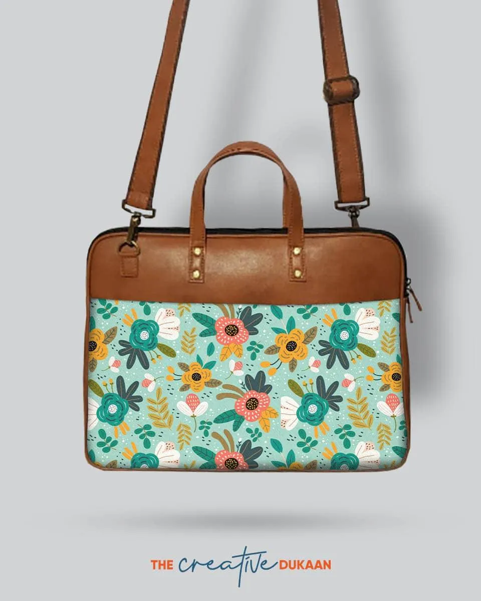 Floral - The Vegan Leather Laptop Bag